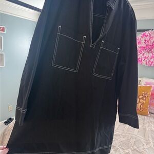 Amazon Black Mini Dress with White Contrast Stitching